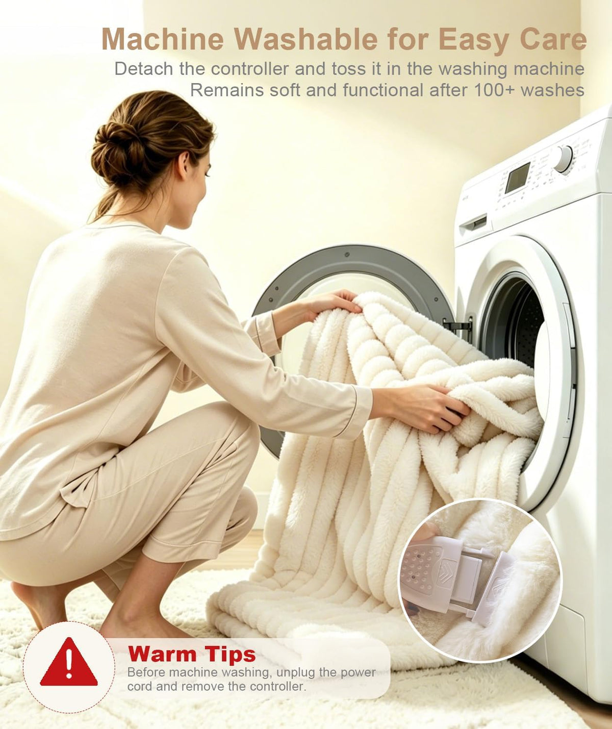 Electric Throw Blanket 50"X60",6 Heat Levels 1-4H Auto Off,Cozy,Milky White