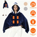 Wearable Heated Throw Blanket Double-Sided Flannel Portable Electric Heating Hoodie for Women Men Machine Washable 3 Heating Levels Battery Operated