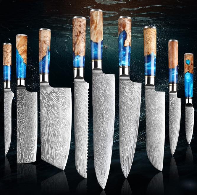 Premium Stainless Steel Chef's Knife Set - side view