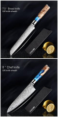 Premium Stainless Steel Chef's Knife Set - size and features view