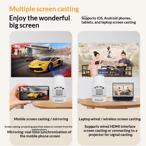 HD Mini Projector - size and features view