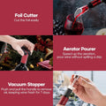 Electric Wine Opener,Rechargeable Automatic Wine Opener Corkscrew Opener Set with Wine Stopper, Foil Cutter, Wine Aerator,Storage Base & USB-C Cable Gifts for Wine Lovers